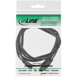 InLine® Jack Y Cable 3.5 mm Jack to 2x 3.5 mm Jack Sockets, Stereo, Black Black 2 m