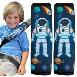 HECKBO 2x Kinder Auto Gurtpolster Gurtschutz mit Astronaut Weltraum Motiv - Mädchen Sicherheitsgurt Polster für Kinder und Babys Ideal für jeden Gurt Autositzerhöhungen Kinder Fahrradanhänger Fahrrad