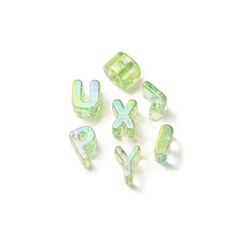 DanLingJewelry 90Pcs Random Light Green Acrylic Large Letter Beads UV