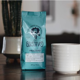 Café Senor Gustavo El Delicioso - House Blend, Medium Roast Ground Coffee, Light Hazelnut and Caramel Flavor, Kosher Certified Coffee, South Central America Sourced Arabica Coffee Beans - (227g)