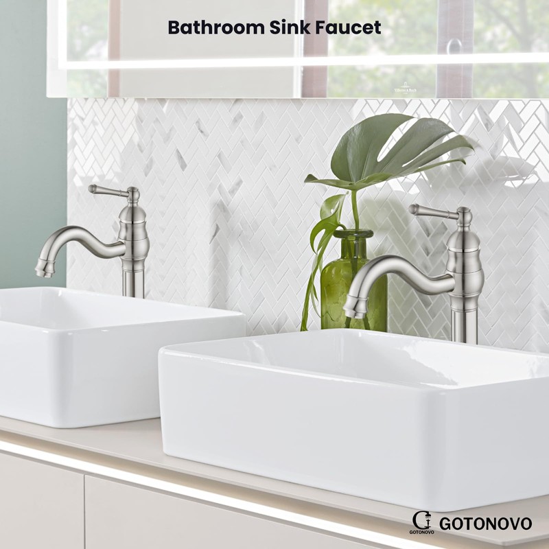 gotonovo Single Handle Vessel Sink Faucet 360° Swivel Bathroom Faucet