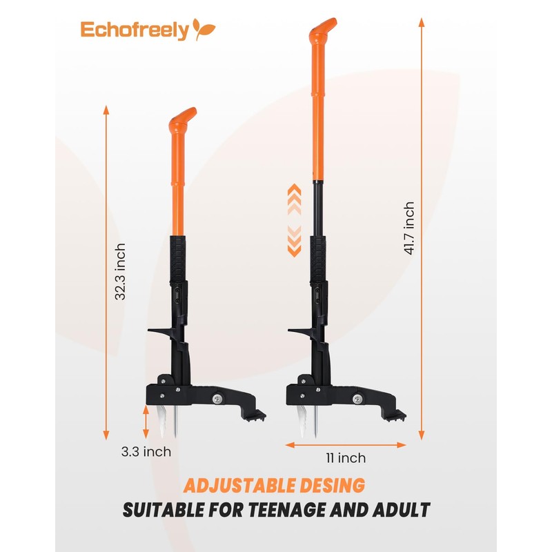 Echofreely Weed Puller Tool - Adjustable 35"-46" Heavy Duty 4-Claw