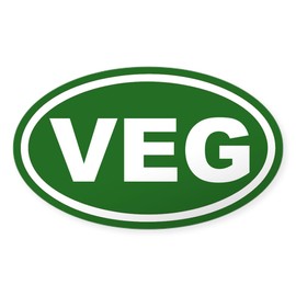 CafePress Veg Vegan Green Euro Oval Sticker Oval Car Bumper Sticker