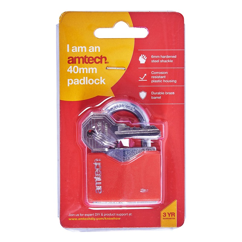 Amtech T0704 40mm Rhombic Chrome Plated Iron Padlock