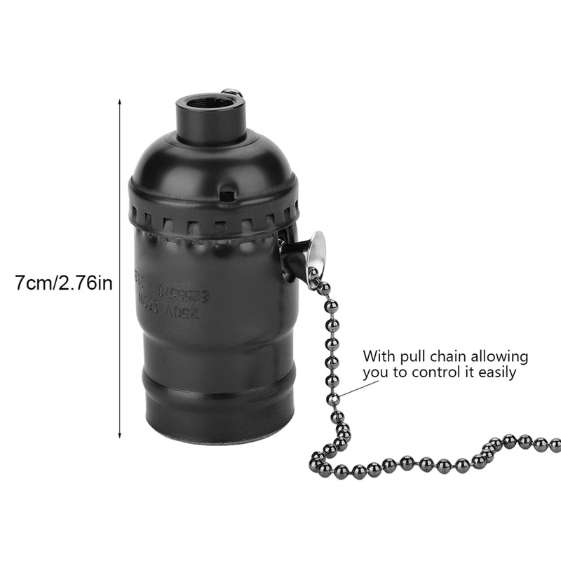Fayelume E26 Pull Chain Light Socket, Aluminum Lamp Socket Replacement,