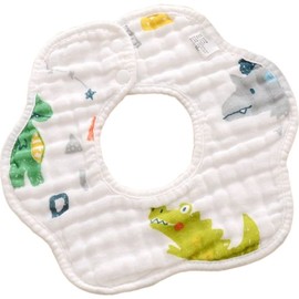 Plus Nao Baby Baby Infant Kids Boys Girls Bib 360 Degree Donut Snap Button Cute, dinosaur