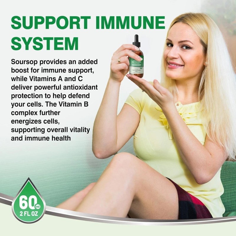 Soursop Multivitamin Liquid Drops, Methylated Multivitamin with Graviola 2 Fl