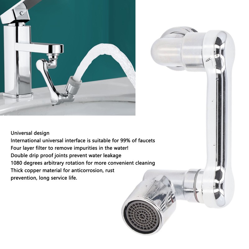 Universal Faucet Extension Aerator 1080 Degree Rotating Robotic Arm Faucet