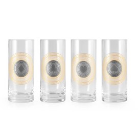 Royal Selangor Pewter Highball Quartet Set 4 - Ace Collection Luxurious Bourbon/Cocktail Drinking Glasses