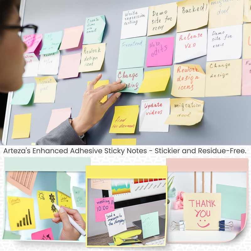 ARTEZA Sticky Notes 3x3 inches, 48 Sticky Pads, Bulk Sticky