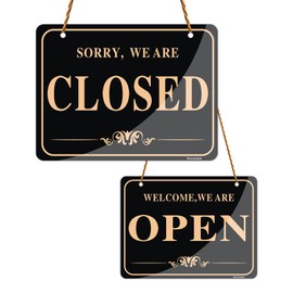 Acuxiaza Open Closed Sign for Business 15x20cm Acrylic Double Sided Business Hours Hanging Sign with Rope Open/Closed Door Signs for Shop, Store, Office, Restaurants, Bars, Hotel, 1 Pack