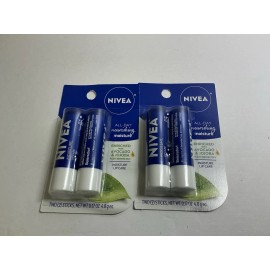 NIVEA All-Day Nourishing Moisture Lip Care- 2- 2 Packs.  4 Tubes. NIB