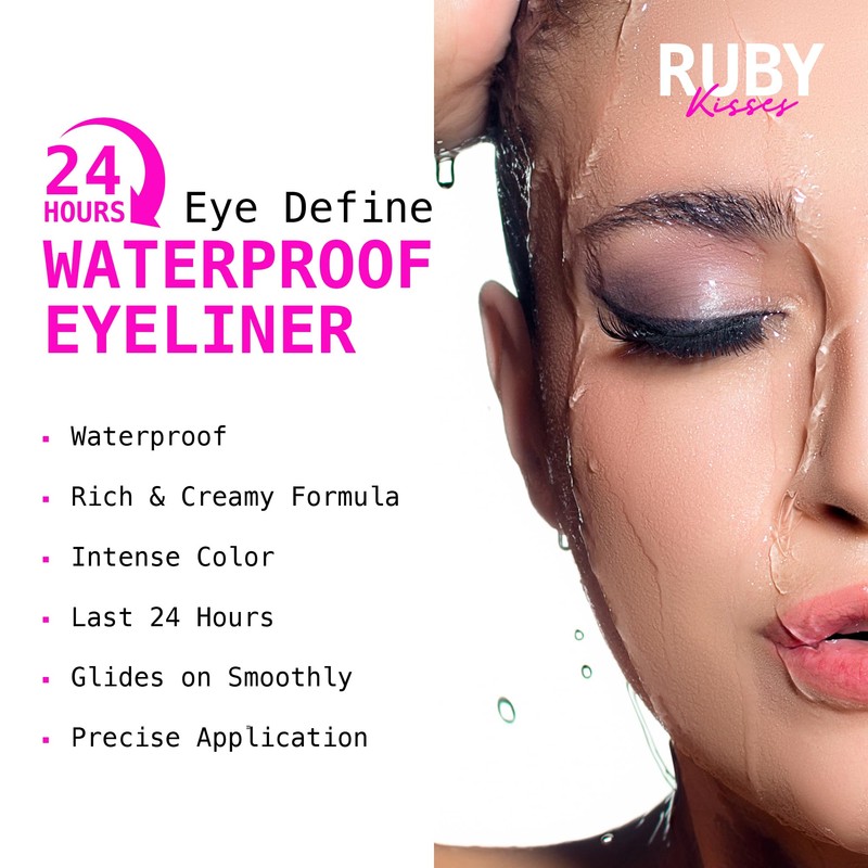 Ruby Kisses Pencil Eyeliner, Retractable Eyeliner, Waterproof, Smudge-Proof Eye Makeup,