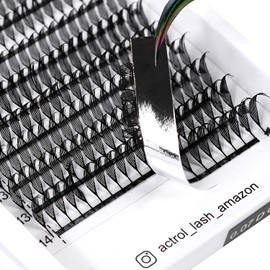 ACTROL Premade Manga Eyelash Fan Anime False Extension Lashes Volume Fluff Natural Cat Eye Lashes Tray(8-15Mix-D Curl)