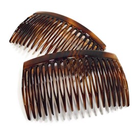 2 x Side Combs Approx. 8 x 4.6 cm Havana Brown Split Tooth Comb (518H)