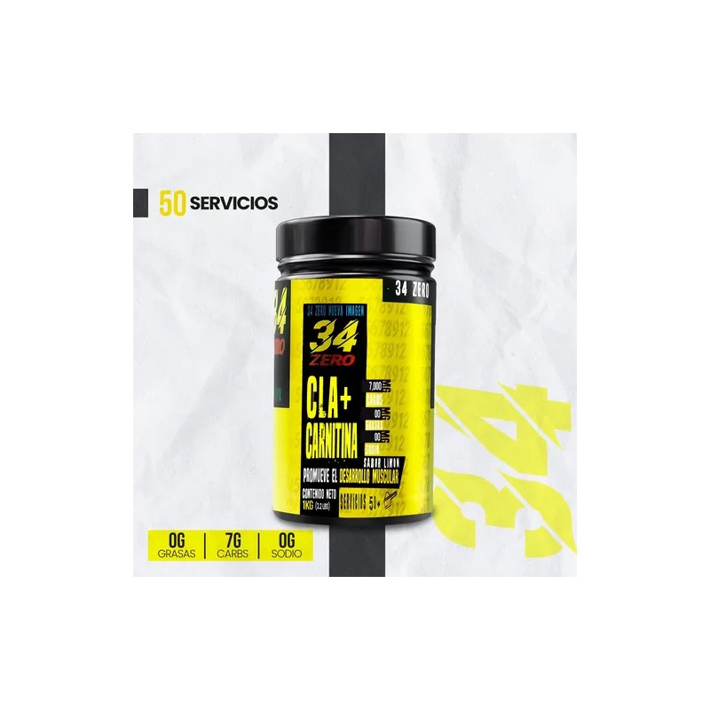Cla Carnitina 34 Zero 1kg Varios Sabores 100servs