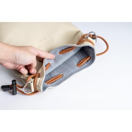 TTArtisan Leather Style Drawstring Lens Bag - Beige with Brown Accents