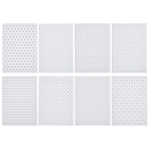WEBEEDY 8 Pcs Sashiko Embroidery Pattern Stabilizers Set for Sewing,Water