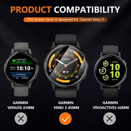 [5 Pack] T Tersely Screen Protector for Garmin Venu 3, Premium TPU Soft Flex Full Coverage Anti-Scratch HD Clear Screen Protector Film Guard