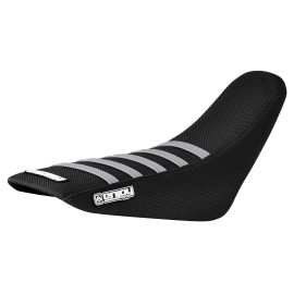 Enjoy Mfg 2013 - 2018 HONDA CRF 110 gripper seat cover   all BLACK with SILVER ribs #72