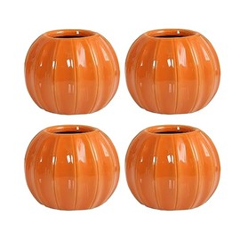 WAIT FLY Creative Pumpkin Shape Ceramic Vase for Flower Dry Flower Hydroponic Planter Decorative Vase for Home Room Office Party Wedding-4 PCS-Orange