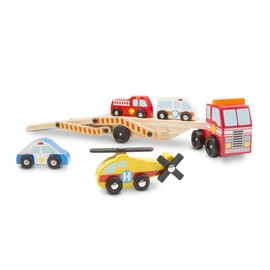 Melissa & Doug Wooden Emergency Vehicle Carrier, Magnetic Wooden Cars & Truck Toy | Wooden Toys for 3 Year Old Boy Gifts | Toy Car Set | Toddler Toy Cars for 3+ Year Old Boys & Girls 3 4 5 7