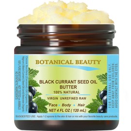 Botanical Beauty Botanical Beauty BLACK CURRANT SEED OIL BUTTER 100% Pure Natural VIRGIN UNREFINED Cold-Pressed 4 Fl oz 120 ml for Face, Skin, Body, Hair, Lip, Nails. Rich in Gamma-Linolenic Acid, Vitamin E