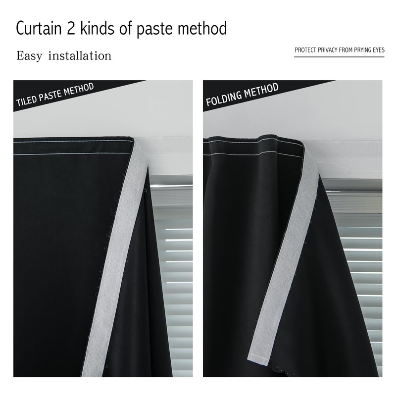 Adhesive Blackout Curtains- Self Stick Shades Window Blinds Curtains No