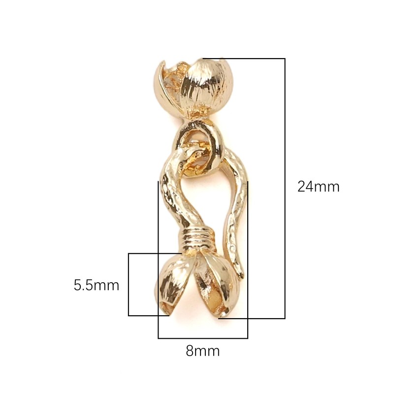 18K Real Gold Plated Non-Tarnish Hook End Clasp 8x24mm with