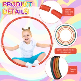 Sratte 8 Pcs Color Hoop Detachable Adjustable Hoop Exercise Ring Plastic Toys for Teens Games Gymnastics Dog Agility Equipment Party Decor, 4 Colors (28 Inch,Natural Color)