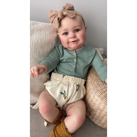 TERABITHIA 20 Inches Lifelike Premie Baby Size Reborn Baby Doll with Soft Weighted Body Feel Real Sweet Smiling Realistic Newborn Girl Doll, A Moment in My Arms, Forever in My Heart