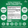 Zazzee Extra Strength Saw Palmetto 20:1 Extract, 6000 mg Strength,