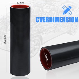 Automotive universal silicone hose, Straight Hose, 2" (51 mm) ID, 8" (203 mm) length, 0.18" (4.5 mm) wall thickness, reinforced design withstands up to 80 PSI pressure with 2PCS T-Bolt Clamps