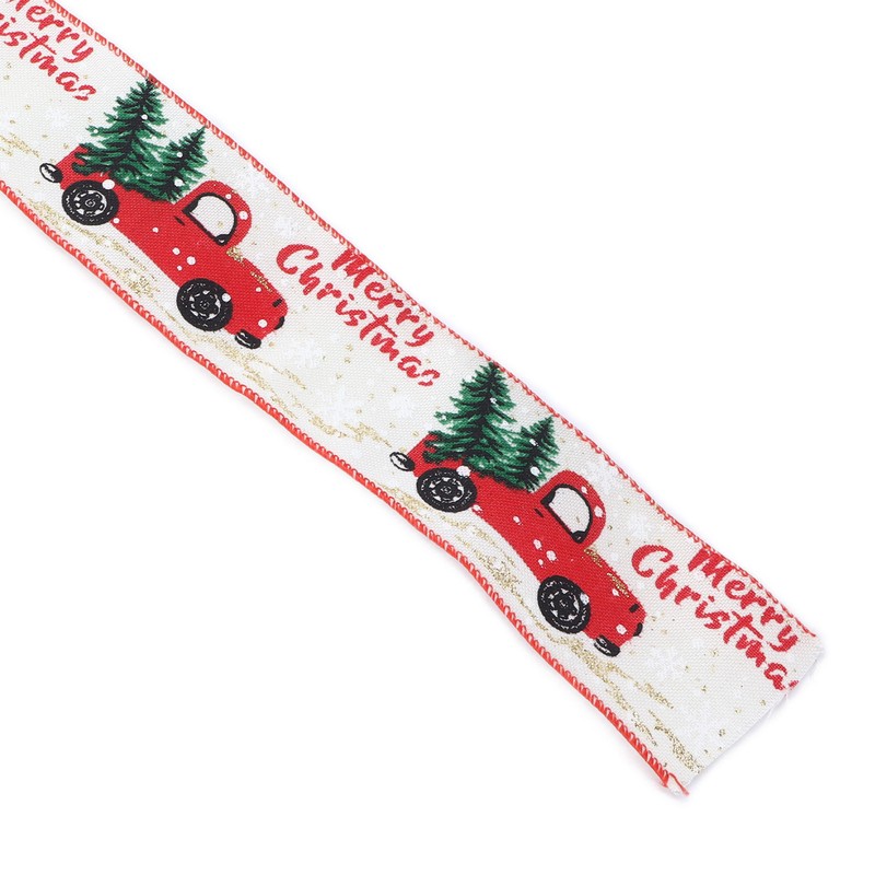 2pcs Christmas Decoration Ribbon Clear Vivid Pattern Durable Packaging Ribbon