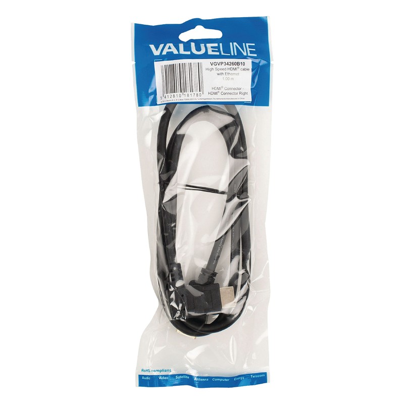 Valueline Nedis 1m Right Angled High Speed HDMI Cable with