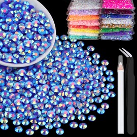 5000pcs 2mm Resin Rhinestones Bulk, Dark Blue AB Flatback Round Jelly Rhinestones Bedazzling Non Hotfix Crystal Gems Large Quantity Wholesale for DIY Crafts Clothes Tumblers Face Makeup Manicure