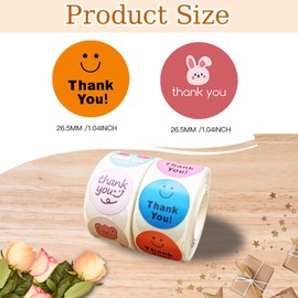 YOJO Thank You Stickers,1000 Pcs 1 Inch Thank You Stickers for Baking Packaging Envelope Seals Small Business,Thank You Labels for Party Wedding Birthday