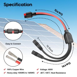 PAEKQ Anderson to DC 8mm Female Adapter Cable 1 to 2 High Power Port to DC8mm Splitter Solar Connector Adapter Y Parallel Cable Compatible with GZ Jackery Andersons Powerpole
