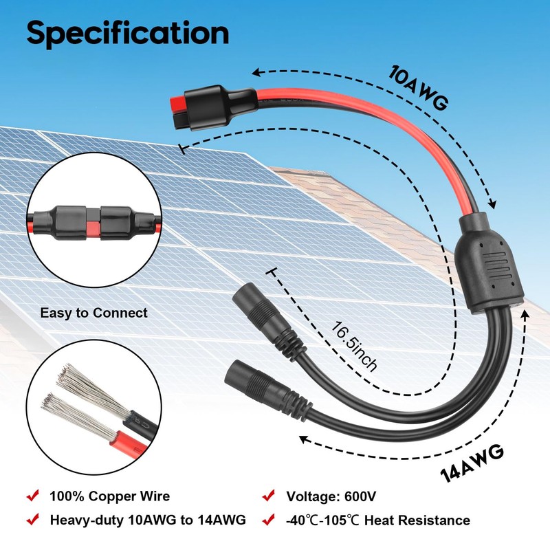 PAEKQ Anderson to DC 8mm Female Adapter Cable 1 to