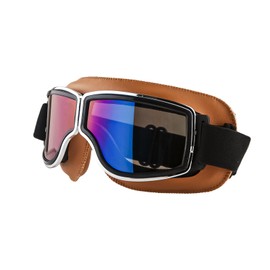 1Storm Motorcycle Scooter Mopeds Goggles Half Helmet Vintage Vespa Pilot Aviator Style, GK_631 Orange Frame Tinted Lens