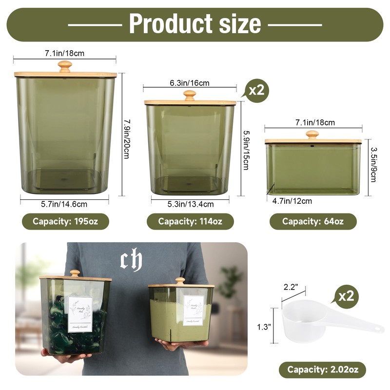 Zingbee 4 Pack Laundry Pods Container & Dryer Sheet Holder,
