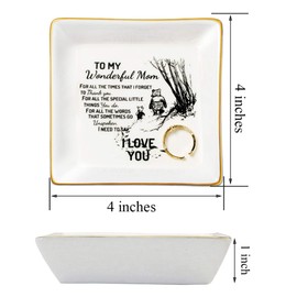 JoycuFF Trinket Dishes for Jewelry Mom Mother Birthday Christmas Gift Jewelry Tray for Rings Necklaces Bracelets Earrings to My Wonderful Mom