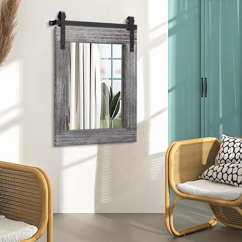 AAZZKANG Wall Mirror Large Rectangle Barn Door Mirrors with Wooden