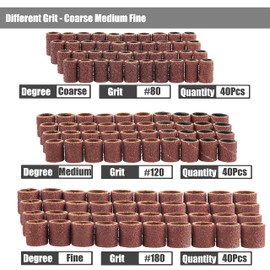 Yakamoz 132Pcs Sanding Drums Kit, 80 120 180 Grit Sanding Bands Mini Drum Sander Sleeves with 3mm Shank Drum Sanding Mandrels for Drill Dog Nail Grinder fits Dremel Rotary Tools