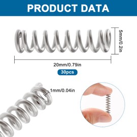 VooGenzek 30 PCS 1 * 5 * 20 mm Compression Springs, Stainless Steel Springs, Coil Extended Compressed Spring, for Furniture Screen Doors Repair Projects