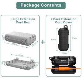 Outdoor Extension Cord Box, 3Pack Large Waterproof Electrical Box Plug Protector Cable Connection Safety Cover IP54 Water-Resistant for Power Strip, Holiday Light and Decorations, Grey+Black