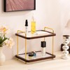 2-Tier Bathroom Counter Organizer with Transparent Stripe Acrylic Shelves, Brown