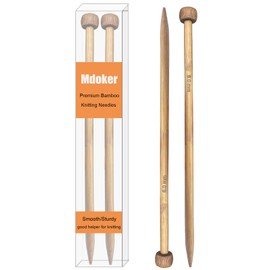 Mdoker Bamboo Knitting Needle Straight Single Pointed Sweater Knitting Needles 10-inch Length for Handmade DIY Knitting Projects,Size US 10(6mm)