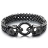 Gothic Mens Black Steel Skull Franco Link Curb Chain Bracelet