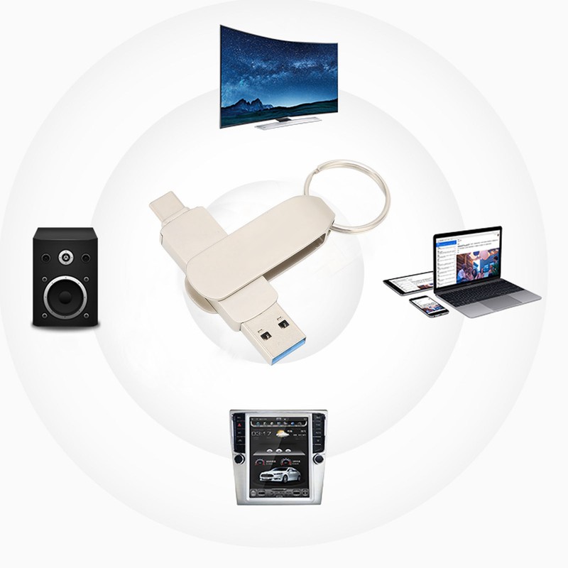 Key Chain Flash Drive 2 in 1 OTG USB3.0 TO